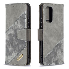 Leather Case Stands Flip Cover Holder B03F for Xiaomi Redmi Note 10 Pro 4G Dark Gray
