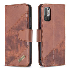Leather Case Stands Flip Cover Holder B03F for Xiaomi Redmi Note 11 SE 5G Brown