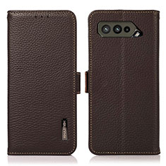 Leather Case Stands Flip Cover Holder B03H for Asus ROG Phone 5 Pro Brown