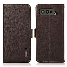 Leather Case Stands Flip Cover Holder B03H for Asus ROG Phone 5s Brown