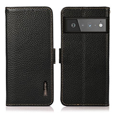 Leather Case Stands Flip Cover Holder B03H for Google Pixel 6 Pro 5G Black