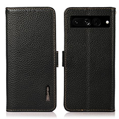 Leather Case Stands Flip Cover Holder B03H for Google Pixel 7 Pro 5G Black