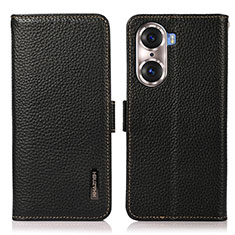 Leather Case Stands Flip Cover Holder B03H for Huawei Honor 60 5G Black