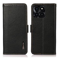 Leather Case Stands Flip Cover Holder B03H for Huawei Honor X6a Black