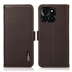 Leather Case Stands Flip Cover Holder B03H for Huawei Honor X6a Brown