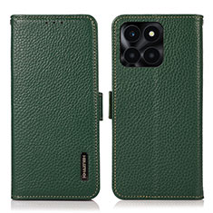 Leather Case Stands Flip Cover Holder B03H for Huawei Honor X6a Green