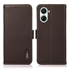 Leather Case Stands Flip Cover Holder B03H for Huawei Nova 10 SE Brown