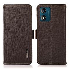 Leather Case Stands Flip Cover Holder B03H for Motorola Moto E13 Brown