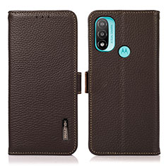 Leather Case Stands Flip Cover Holder B03H for Motorola Moto E30 Brown