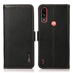 Leather Case Stands Flip Cover Holder B03H for Motorola Moto E7 Power Black