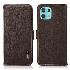 Leather Case Stands Flip Cover Holder B03H for Motorola Moto Edge 20 Lite 5G Brown