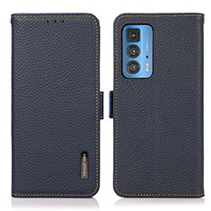 Leather Case Stands Flip Cover Holder B03H for Motorola Moto Edge 20 Pro 5G Blue