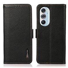 Leather Case Stands Flip Cover Holder B03H for Motorola Moto Edge 30 Pro 5G Black