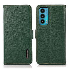Leather Case Stands Flip Cover Holder B03H for Motorola Moto Edge Lite 5G Green