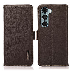 Leather Case Stands Flip Cover Holder B03H for Motorola Moto Edge S30 5G Brown