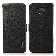Leather Case Stands Flip Cover Holder B03H for Motorola Moto G Power (2021) Black