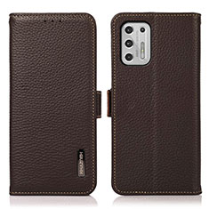 Leather Case Stands Flip Cover Holder B03H for Motorola Moto G Stylus (2021) Brown