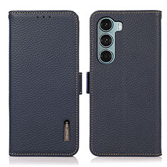 Leather Case Stands Flip Cover Holder B03H for Motorola Moto G200 5G Blue