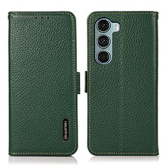 Leather Case Stands Flip Cover Holder B03H for Motorola Moto G200 5G Green