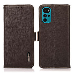 Leather Case Stands Flip Cover Holder B03H for Motorola Moto G22 Brown