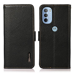 Leather Case Stands Flip Cover Holder B03H for Motorola Moto G41 Black