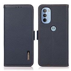 Leather Case Stands Flip Cover Holder B03H for Motorola Moto G41 Blue