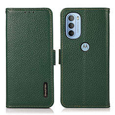 Leather Case Stands Flip Cover Holder B03H for Motorola Moto G41 Green