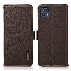 Leather Case Stands Flip Cover Holder B03H for Motorola Moto G50 5G Brown