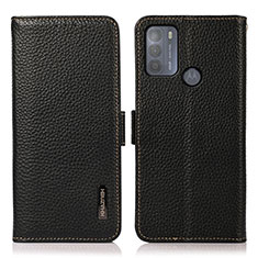 Leather Case Stands Flip Cover Holder B03H for Motorola Moto G50 Black