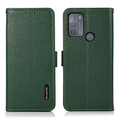 Leather Case Stands Flip Cover Holder B03H for Motorola Moto G50 Green
