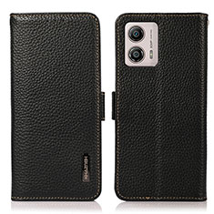 Leather Case Stands Flip Cover Holder B03H for Motorola Moto G53 5G Black