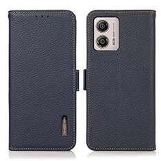 Leather Case Stands Flip Cover Holder B03H for Motorola Moto G53 5G Blue