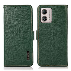 Leather Case Stands Flip Cover Holder B03H for Motorola Moto G53 5G Green