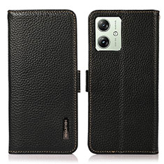 Leather Case Stands Flip Cover Holder B03H for Motorola Moto G54 5G Black