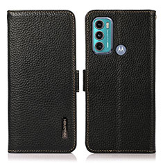 Leather Case Stands Flip Cover Holder B03H for Motorola Moto G60 Black