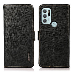 Leather Case Stands Flip Cover Holder B03H for Motorola Moto G60s Black