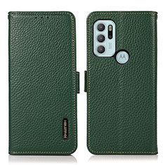 Leather Case Stands Flip Cover Holder B03H for Motorola Moto G60s Green