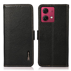 Leather Case Stands Flip Cover Holder B03H for Motorola Moto G84 5G Black