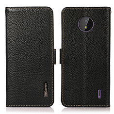 Leather Case Stands Flip Cover Holder B03H for Nokia C10 Black