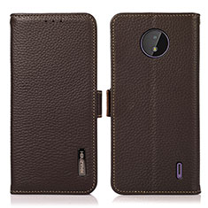Leather Case Stands Flip Cover Holder B03H for Nokia C10 Brown
