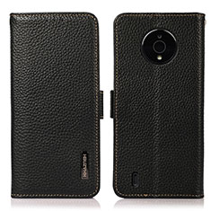 Leather Case Stands Flip Cover Holder B03H for Nokia C200 Black