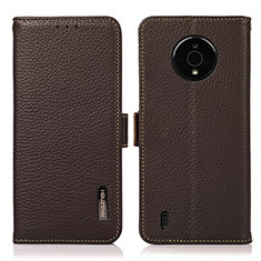 Leather Case Stands Flip Cover Holder B03H for Nokia C200 Brown