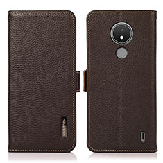 Leather Case Stands Flip Cover Holder B03H for Nokia C21 Brown