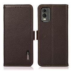 Leather Case Stands Flip Cover Holder B03H for Nokia C210 Brown