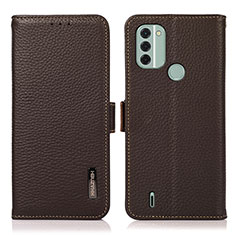 Leather Case Stands Flip Cover Holder B03H for Nokia C31 Brown
