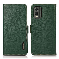 Leather Case Stands Flip Cover Holder B03H for Nokia C32 Green