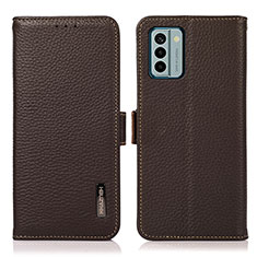 Leather Case Stands Flip Cover Holder B03H for Nokia G22 Brown