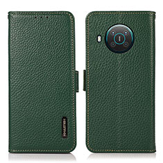 Leather Case Stands Flip Cover Holder B03H for Nokia X20 Green