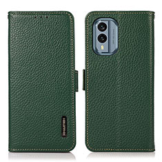 Leather Case Stands Flip Cover Holder B03H for Nokia X30 5G Green