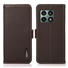 Leather Case Stands Flip Cover Holder B03H for OnePlus 10 Pro 5G Brown